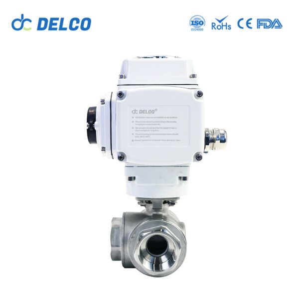 DELCO Motorized 3 Way 3 Inch Thread Electric Ball Valves-DK55-3T5