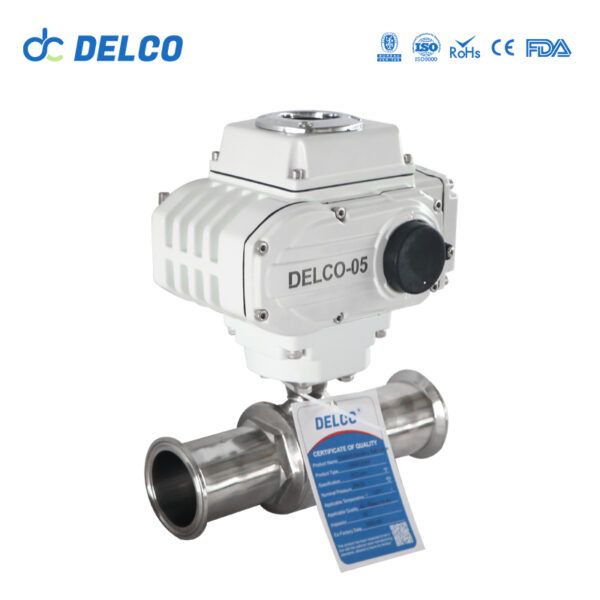 DELCO Motorized 2 Way Tri-Clamp Sanitary Food Grade Electric Ball Valves0331