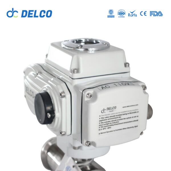 DELCO Motorized 2 Way Tri-Clamp Sanitary Food Grade Electric Ball Valves0331